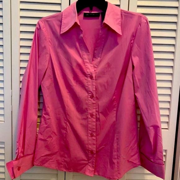 *NEW* Pink Womens Short-Sleeve Button-Up Shirt by INC - Picture 1 of 5
